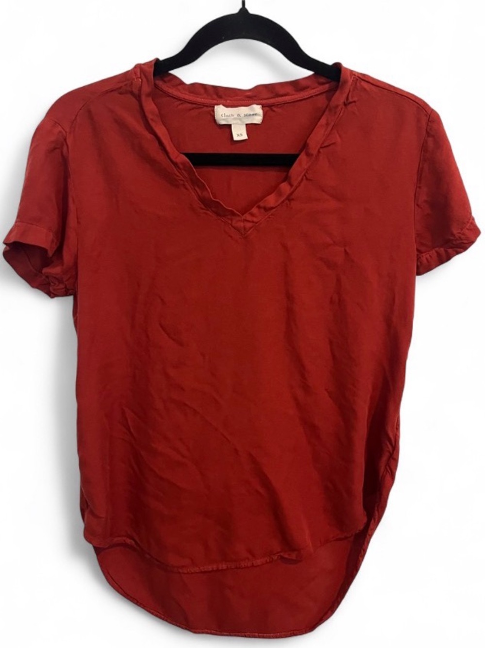 Cloth & Stone by Anthropologie Rust Orange/Red Rayon V-Neck Top XS